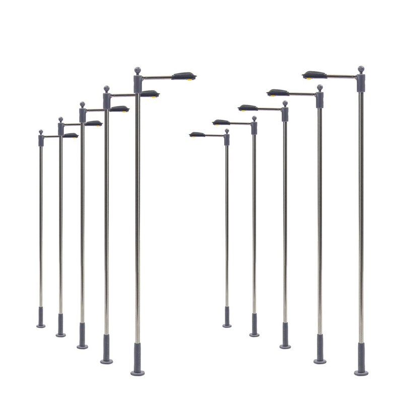 Evemodel LQS10W 10pcs Model Railway Train Lamp Post Street Bright White Lights HO OO Scale LEDs New - Image 1